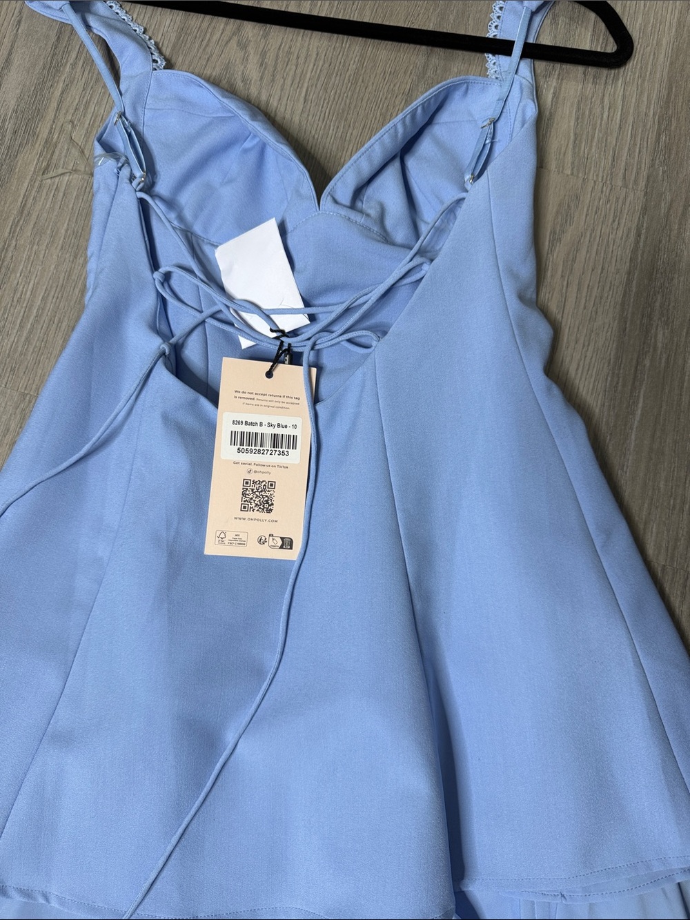 Oh Polly Light Blue Bustier Mini Dress with Layered Hem - Picture 5 of 5
